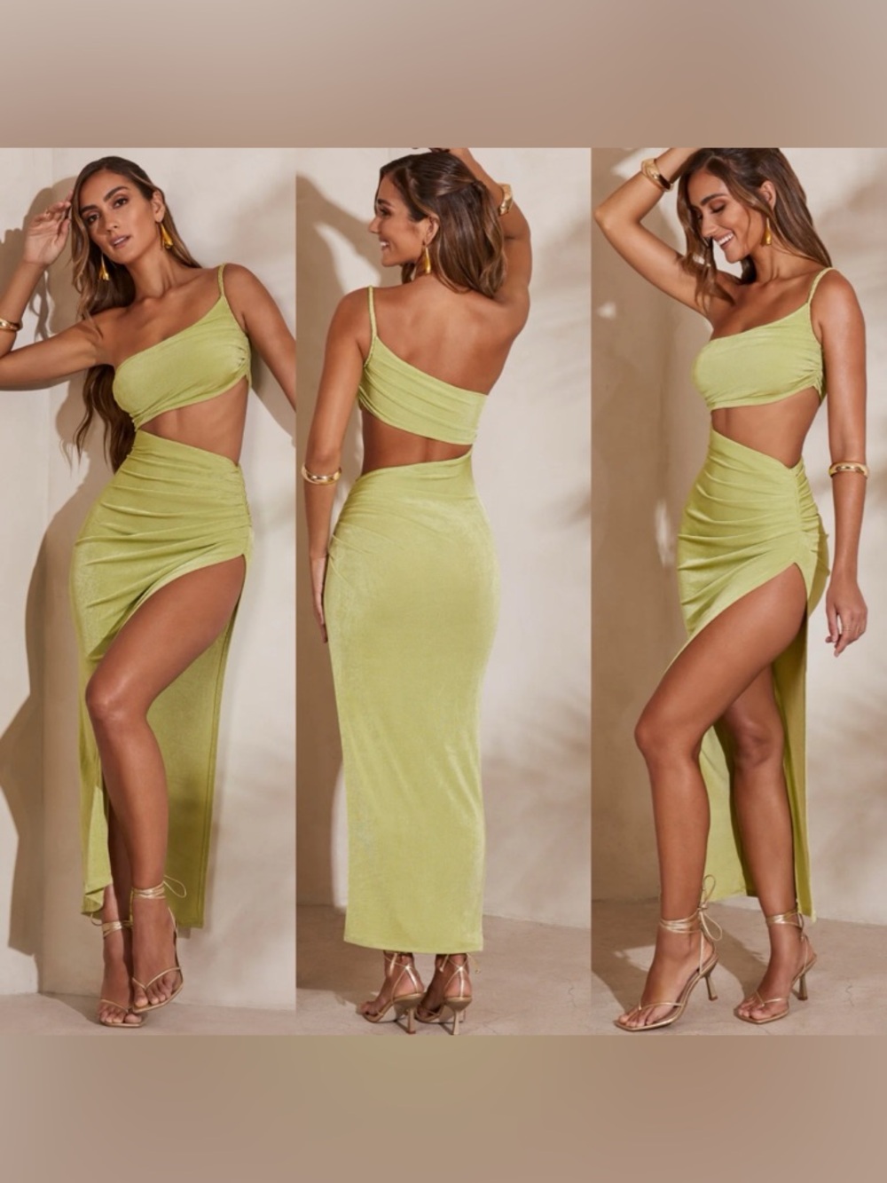 NWT Oh Polly Ishtar One Shoulder Cut Out Maxi Dress 4